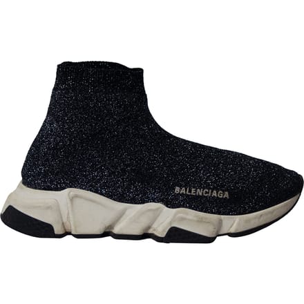 Balenciaga Glitter Speed Trainers in Zwarte Viscose