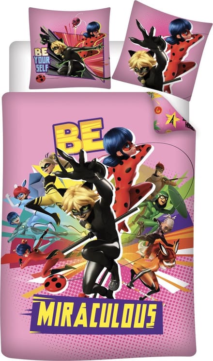 Miraculous Dekbedovertrek Be Miraculous 140 x 200 cm + 63 x 63 cm - Polyester - Roze