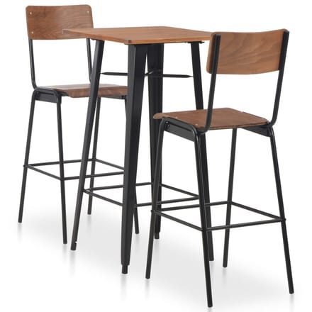 vidaXL - 3-delige - Barset - staal - bruin - zwart