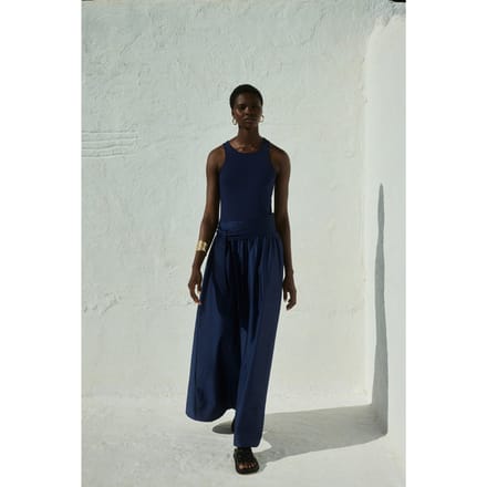 Devotion Twins Lively Long Dress Poplin With Belt Navy Größe: S | Maxikleider Outlet | Damen | Blau
