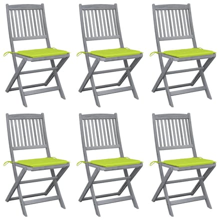 vidaXL - Inklapbare - stoelen - 6 - st - met - kussens - massief - acaciahout