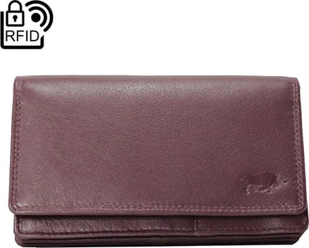 Dames Portemonnee Bordeauxrood Leer RFID ( Anti-Skim) - Ideale Dames Portemonnee Bordeauxrood