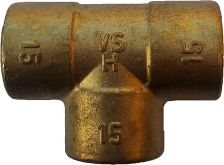 VSH soldeer messing - T-stuk - 15 x 15 x 12 mm