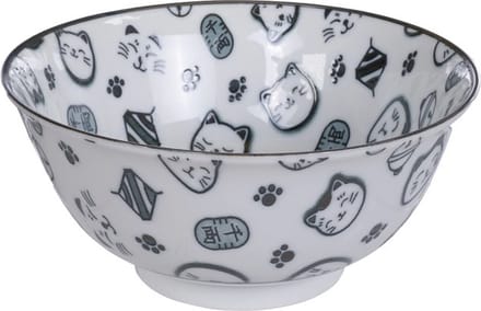 Kawaii Bowls - Lucky Cat Kom - wit/zwart - 14.8 x 7cm - 500ml