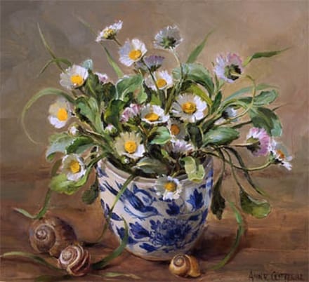 Dubbele kaart met env. Madeliefjes 12x12cm