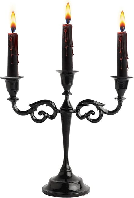 Drie-Arms Kandelaar Hoog Glanzend Zwart Tafel Decoratie