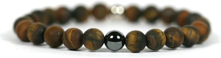 IbizaMen - matte tijgeroog - hematiet - 8mm - 19cm
