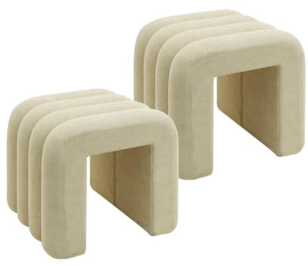 Moderne Poefs Set van 2 - Beige