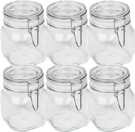 HI weckpotten/inmaakpotten - set 6x - 750 ml - met beugelsluiting - 10,5 x 13,5 cm