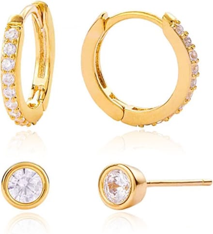 Elenza Goudkleurige Oorring- en Studset met Zirconia