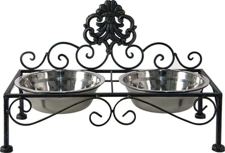 Clayre & Eef Voerbak hond 39x19x25 cm Zwart IJzer