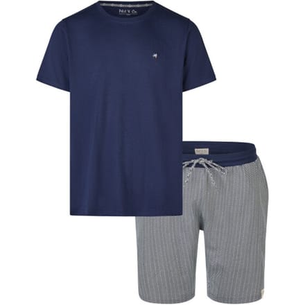 Phil & Co Heren Shortama Korte Pyjama Set Palm Blauw - Maat XL
