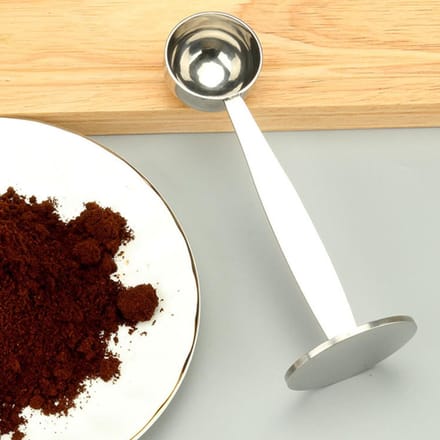 Cuillère à café 2 en 1, doseur à expresso et cuillère doseuse à café, cuillère à café à double usage argenté