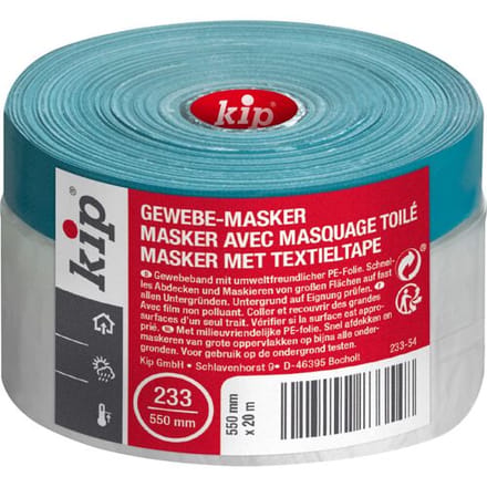 Kip - Weefsel Masker - Blauw - 550mmx20m - Textieltape met milieuvriendelijke PE-folie voor snel afplakken in één handeling - Statisch hechtend, UV-bestendig en temperatuurbestendig tot 30°C