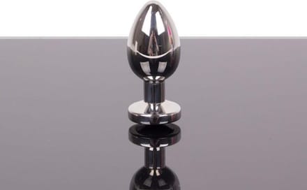 Buttplug RVS met zwart kristal - large