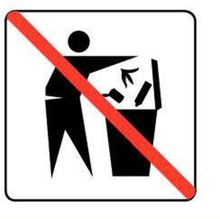 Geen afvalcontainer sticker 100 x 100 mm