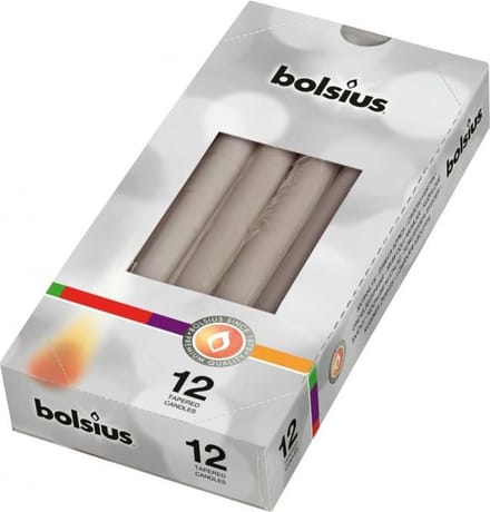 Bolsius Gotische kaarsen 12 stuks 245/24 kleur Grijs