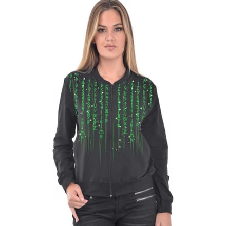 Outer Vision Bomberjack - Runetrix - S tot L - voor Vrouwen - zwart-groen