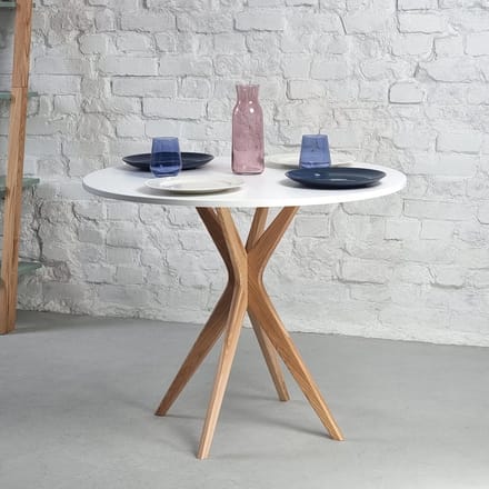 Ronde Eettafel 70cm Met Zuilpoot - Compact Design in Eiken Look