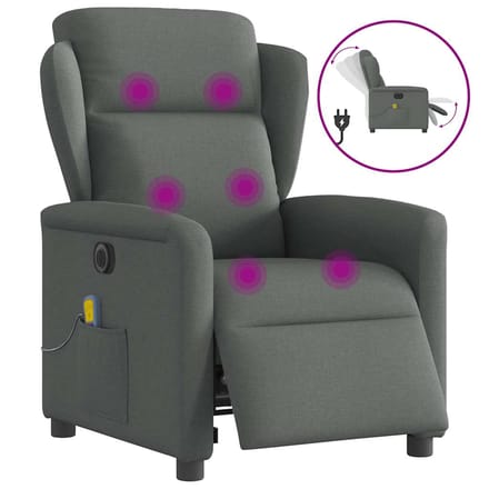 vidaXL - Massagestoel - elektrisch - verstelbaar - stof - donkergrijs