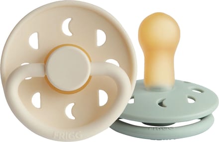 Frigg Moon Fopspeen - Rond - 2 Stuks - 6-18 Mnd - Cream/Sage