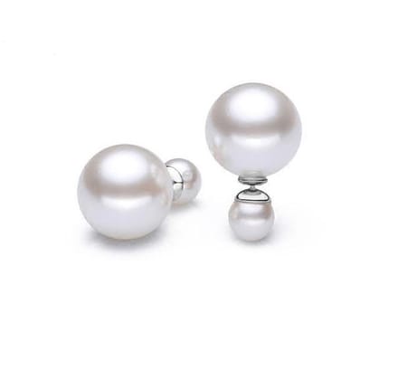 Zilveren Oorknopjes - Double Dots - Parel Oorbellen - Ø10mm