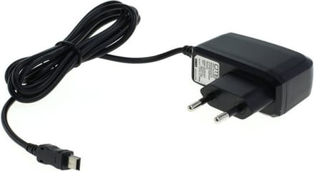 USB Mini B thuislader met vaste kabel - 1A / zwart - 1,1 meter