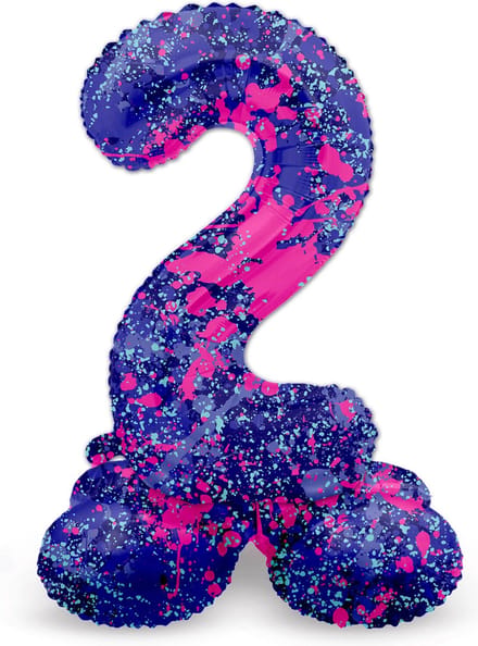 Staande Folieballon Cijfer 2 Paint Splash - 72 cm