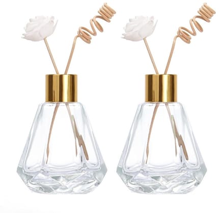 Dailygoods- Diffuser Flessen 60ml - Glazen Potten - Navulbaar - DIY Aromatherapie - 2 Stuks - Stevige Bodem - Geurverspreider