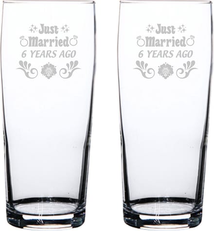 Gegraveerde set bierfluitjes 19cl Just Married 6 years ago