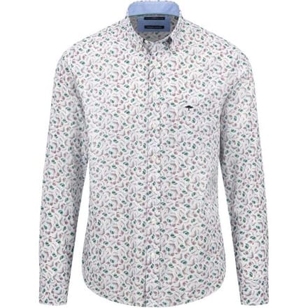 Fynch-Hatton Overhemd Premium Vague Stripe Leaves Pattern Pale Blush / male