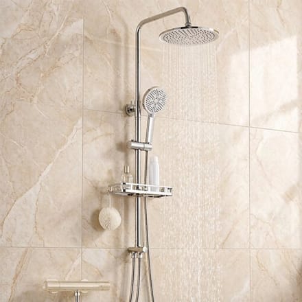 Auralum Max Douchesysteem met Handdouche 4 Standen - Luxe Regendouche set zonder Kraan - Inclusief Planchet - Chroom