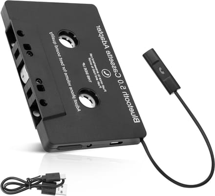 Cassette Adapter - Auto Audio - Muziek Streamen - Bluetooth 5.0 - 11x10 cm - Zwart