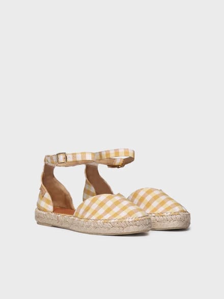 Platte espadrilles voor dames met ruitjesprint | NURI-VH