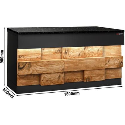 GGM Gastro Kassentisch TORONTO - 1800mm - Holzfront - schwarze Granit-Arbeitsplatte Zwart / Bruin