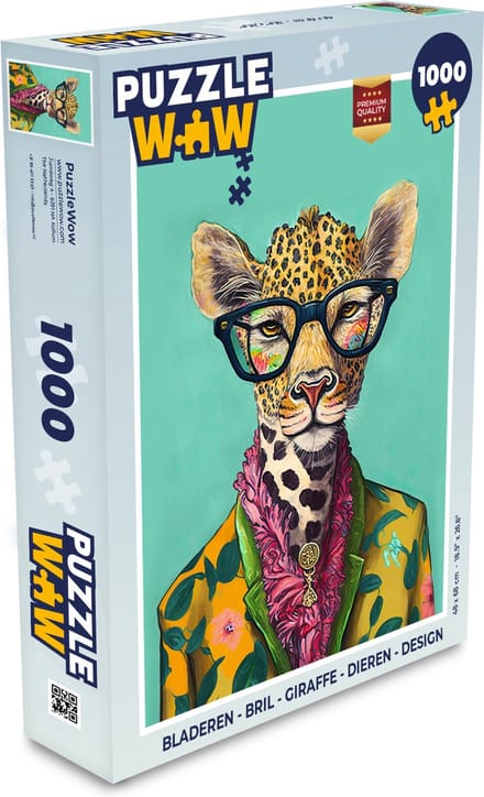 Puzzel Bladeren - Bril - Giraffe - Dieren - Design - Legpuzzel - Puzzel 1000 stukjes volwassenen