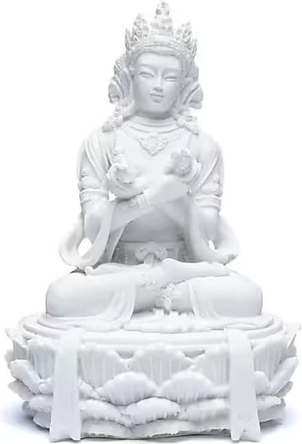 Boeddhabeeld Wit – Boeddhabeeld met Dorje en Bel – Wit – 17 cm