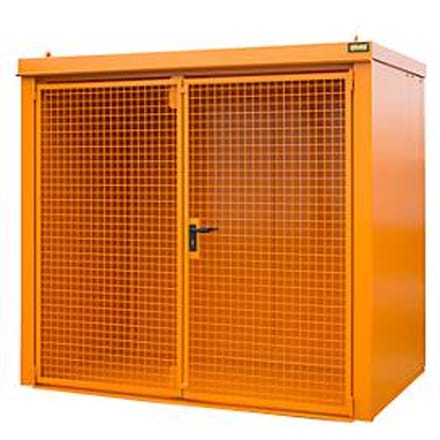 Gasflessencontainer BAUER GFC-B M3, B 1570 x D 2425 x H 2265, voor 45 gasflessen, brandwerend, afsluitbaar, oranje
