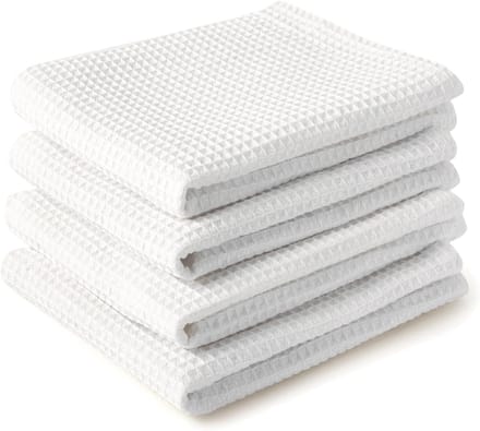 Multifunctionele Wit Katoenen Theedoeken Set van 4 - Sneldrogend en Ultra Absorberend