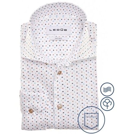 Ledûb Overhemd Multitone Triangle-Dot Fantasy Wit-Beige / male