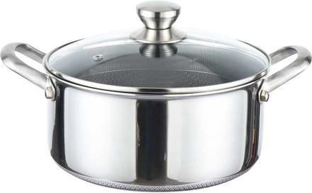 Cheffinger Hapjespan met Deksel - 24cm - RVS - Honingraat - Hexagon - Honeycomb