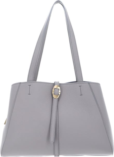 COCCINELLE Leren Schoudertas Shopper Chara Handbag Grained Leather Light Grey Lichtgrijs