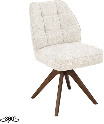 LABEL51 Yuto Eetkamerstoel - Creme - Prestige - Walnoot Hout - Stoel - Normale eetkamerstoel