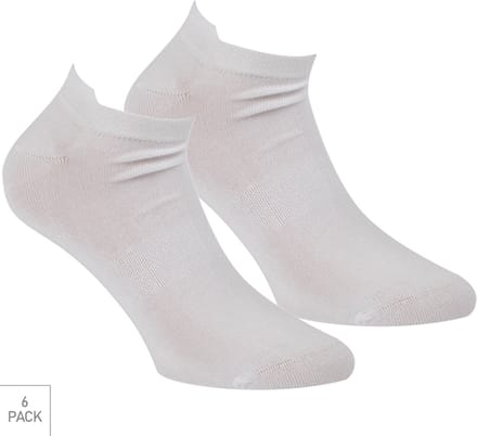 Boru Bamboo - 6-Pack - Sneakersokken met Lipje - Bamboe - Naadloos - Heren / Dames - wit - 41-46 - 2333