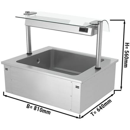 GGM Gastro Einbau Eiswanne - 800mm - 2x GN 1/1 - 90 Liter - mit Glas-Hustenschutz Zilver
