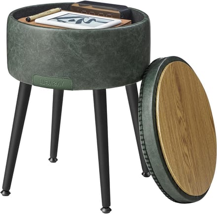 Opbergkruk PU - Kaptafel Poef - Extra Zitting - Verstevigd Staalframe - 382 x 444 cm - Bosgroen
