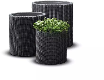 Keter Cylinder Planter Set - Bloempot - Ronde Vorm - Weerbestendig