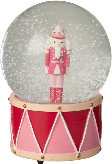 J-Line decoratie waterbol Notenkraker - polyresin - wit/roze