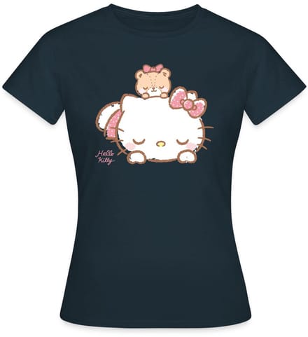 Hello Kitty Met Teddy Op Haar Rug T-Shirt Dames