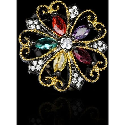 Mode Sieraden Europese en Amerikaanse Hoge Kwaliteit Mode Edelsteen Holle Retro Edelsteen Ring No. 10 black